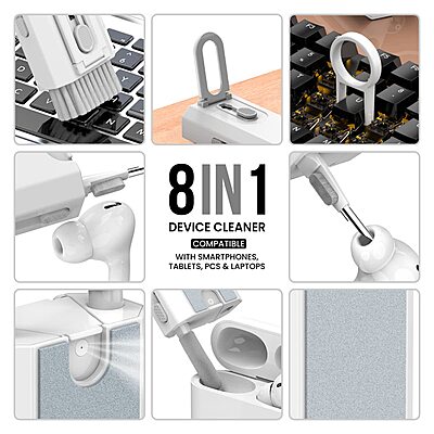 Portronics Clean M 8-in-1 Device Cleaner Kit – Brushes, Wipes & Sprays