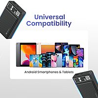 Portronics 20K Mini Power Bank – Compact design, 20000mAh capacity, LED indicator, dual output with USB-A & Type-C PD, fast charging support, perfect for on-the-go device charging.