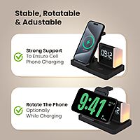 Portronics HexaCharge 6-in-1 Magnetic Wireless Charger – 15W | iPhone 12–15 | LED Lamp | Black