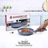 Wonderchef Aluminium Granite Frying Pan, Grey, 20cm, 1L