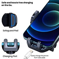 Portronics Clamp M2 – Car Holder, Suction Mount, Black. Secure your device with this sturdy holder. Easy to install, adjustable, and perfect for navigation. Keep your hands free while driving!