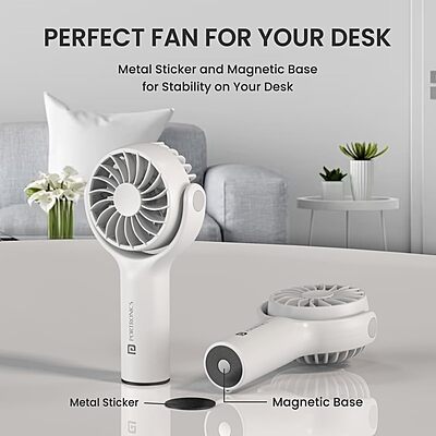 Portronics Toofan Mini Rechargeable Fan – Green: Compact, portable fan with powerful airflow. USB rechargeable, lightweight design, perfect for home, office, or outdoor use. Stay cool anywhere!