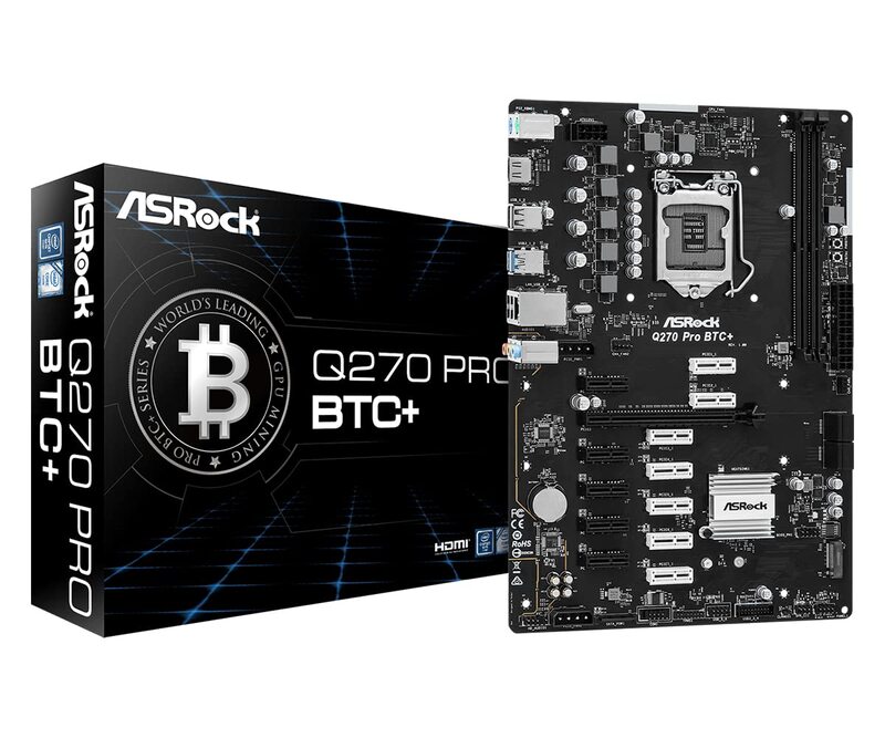 ASRock Q270 Pro BTC Plus ATX Motherboard – LGA1151 | DDR4 | Mining Ready