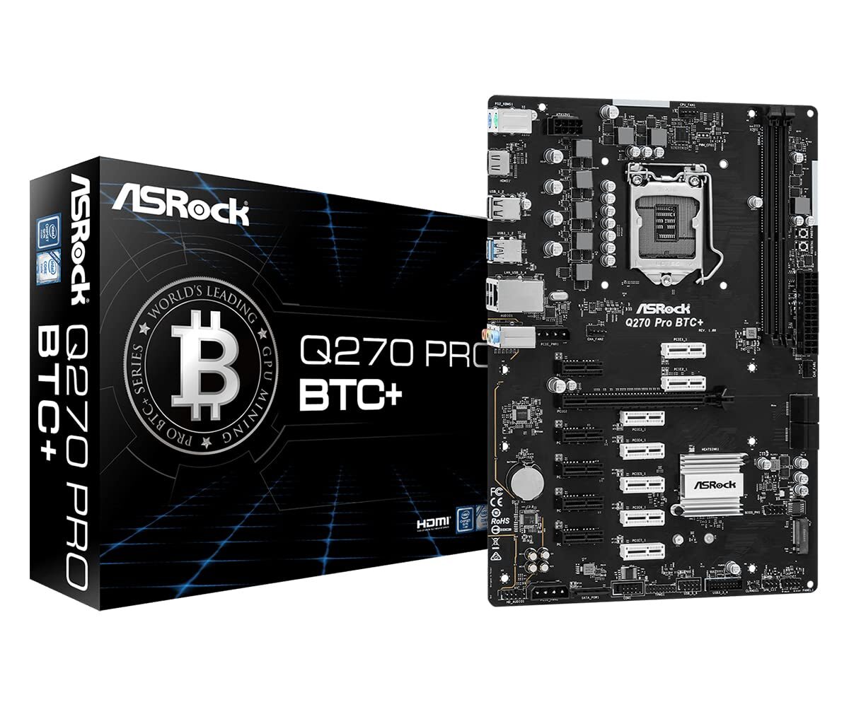 ASRock Q270 Pro BTC Plus ATX Motherboard – LGA1151 | DDR4 | Mining Ready