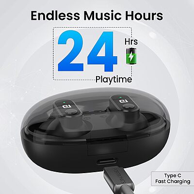 Portronics Twins S16 – TWS Earbuds, 24H Playtime, Black. Enjoy seamless connectivity, deep bass, and a comfortable fit. Perfect for music lovers and on-the-go lifestyles. Grab yours now!