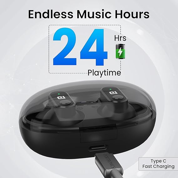 Portronics Harmonics Twins S16 in Ear Wireless TWS Earbuds with 24 Hrs Playtime, Clear Calls, Game & Music Mode, Low Latency, Bluetooth 5.3v, LED Display, Type C Fast Charging Portronics Harmonics Twins S16 in Ear Wireless TWS Earbuds with 24 Hrs Playtime, Clear Calls, Game & Music Mode, Low Latency, Bluetooth 5.3v, LED Display, Type C Fast Charging