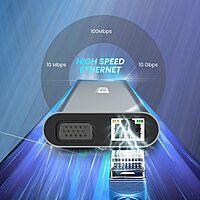 Portronics Mport 11C – 11-in-1 USB-C Hub, featuring 4K HDMI output, Power Delivery, multiple USB ports, SD card reader, and Ethernet, perfect for expanding your device connectivity.