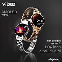 Vibez by Lifelong Ruby 1.04" AMOLED Smartwatch for Women with Metal Strap, Bluetooth Calling, 60 Hz, Voice Assistance silver