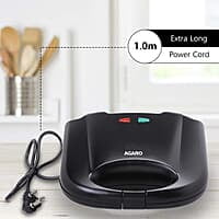 Agaro 750 watt Elegant Sandwich Maker, with Non-Stick Fixed Plates