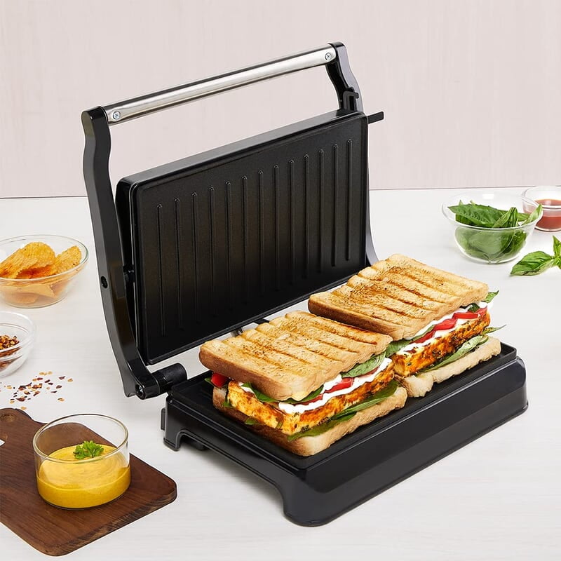Borosil Meta Prime Grill Sandwich Maker Grill (Silver, Black)