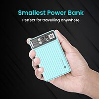 Portronics Mini 10K – Light Blue 15W Magnetic Power Bank offers a sleek design with 10,000mAh capacity, fast charging, and magnetic attachment for convenience. Perfect for on-the-go charging!