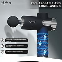 Lifelong Gun Massager for Pain Relief with Cold Compression & 99 Speed Settings - Rechargeable, 5 Massage Heads, 3 Modes for Full Body Deep Tissue Percussion Massage