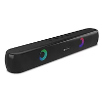 Portronics Decibel 21 – 10W Soundbar. Powerful audio, LED lights & FM radio. Compact design perfect for TV sound & wireless music.