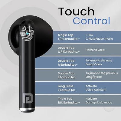 Portronics Twins S20 in Ear TWS Earbuds with 35 Hour Playtime, Touch Control, Low Latency, Game & Music Mode, 13mm Bass Dynamic Driver, IPX5 Water & Sweat Resistance, Type C Fast Charging Portronics Twins S20 in Ear TWS Earbuds with 35 Hour Playtime, Touch Control, Low Latency, Game & Music Mode, 13mm Bass Dynamic Driver, IPX5 Water & Sweat Resistance, Type C Fast Charging