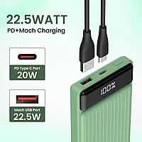 Portronics Luxcell B 10K 10000 mAh 22.5W Fast Charging Power Bank – Ultra Slim | Mach USB-A Output | Type C PD Output | Type C Input | Wake Up Button | Green