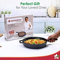Wonderchef Forza Cast-Iron Fry Pan, Pre-Seasoned Cookware, Induction Friendly, 24cm, 3.8mm