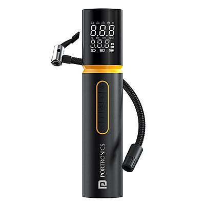 Portronics VAYU 5.0 Tyre Inflator – 4500mAh Portable | Digital Display | Black | 1 Year Warranty