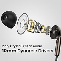 Portronics Tune C In-Ear Metal Earbuds – On/Off/Volume Switch | Braided Cable | Type-C | Grey