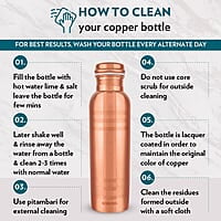 Borosil Chakra Copper Water Bottle, 100% Copper, Leak-proof, For Everyday Use, 1 L, Bronze