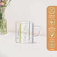 Borosil Vision Sintra Tea n Coffee Classic Mug Set of 6 Pcs 210 ml | Borosillicate Glass, Microwave Safe, Scratch Resistance, Lightweight | for Chai, Green Tea, Milk