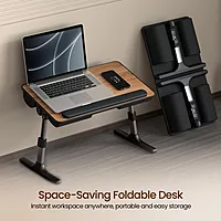 Portronics My Buddy Z – Foldable Brown Laptop Table | Portable, Adjustable & Perfect for Work Anywhere