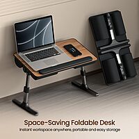POR 2054 My Buddy Z Portable Laptop Table – Height & Angle Adjustments | Brown | 1 Year Warranty