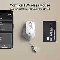 Portronics Toad Mino: Sleek White Wireless Mouse with Dual Connectivity. Compact design, perfect for travel. Enjoy seamless navigation and comfort with this stylish, portable accessory.