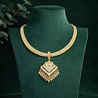 Gold Plated Traditional Temple Necklace Set | Haram Jewelry for Women & Girls