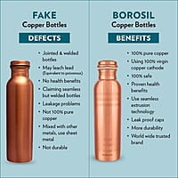 Borosil Chakra Copper Water Bottle, 100% Copper, Leak-proof, For Everyday Use, 1 L, Bronze
