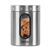 MILTON Steel Crispy 1000 Storage Jar, 1 Litre, Silver  Light Weight Odour Proof Dishwasher Safe
