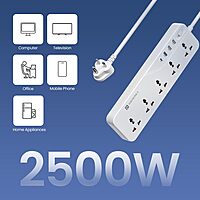 Portronics Power Plate 22 – 5 Sockets, 4 USB Ports, 20W PD Fast Charging, 3m Long Cord, Surge Protection, Compact Design, Ideal for Home/Office, Overload Protection, Easy to Use.