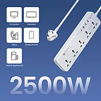 Portronics Power Plate 22 – 5 Sockets, 4 USB Ports, 20W PD Fast Charging, 3m Long Cord, Surge Protection, Compact Design, Ideal for Home/Office, Overload Protection, Easy to Use.