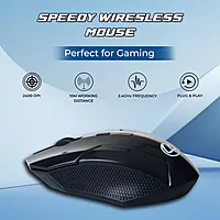 Lapcare Speedy LWM‑666 wireless mouse: 2.4 GHz connection, up to 2400 DPI, 3M click life, 10 m range, AA battery & 1‑year warranty.