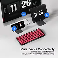 Portronics Bubble 2.0 Bluetooth + Wireless Keyboard – Black & Red | 1 Year Warranty