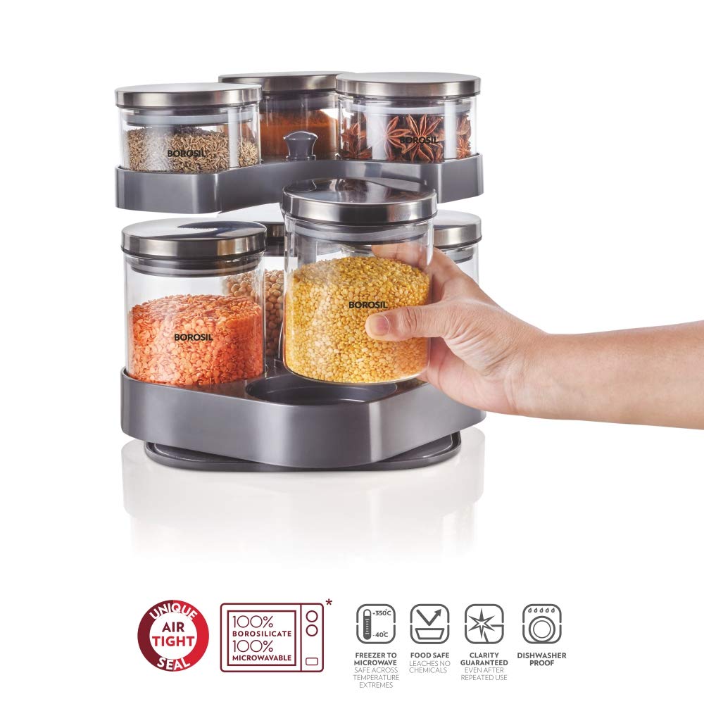 BOROSIL SET OF 2 MICROWAVABLE KLIP - N - STORE SQUARE