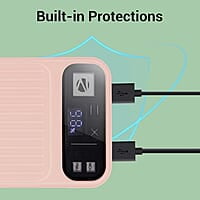 ZEBRONICS MB10000S13 Power Bank, 10000 mAh, Rapid Charge, 22.5W Output, Dual USB Output, PD 3.0 Type C, Built in Protections, Percentage Indicator, Made in India