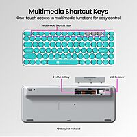 Portronics Bubble 2.0 Bluetooth + Wireless Keyboard – White & Blue | 1 Year Warranty