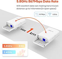Tenda O1-5G 5.8GHz 867Mbps Outdoor Wireless Bridge, Point to Point Wi-Fi Bridge, 1KM Long Distance, Outdoor CPE with 2 * 9dBi Antenna, PTP/PTMP, IP65 Waterproof Enclosure Tenda O1-5G 5.8GHz 867Mbps Outdoor Wireless Bridge, Point to Point Wi-Fi Bridge, 1KM Long Distance, Outdoor CPE with 2 * 9dBi Antenna, PTP/PTMP, IP65 Waterproof Enclosure