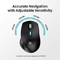 Portronics Toad 32 Wireless Mouse with 6 Buttons, 2.4 GHz Connectivity, 10m Working Range, Ergonomic Design, Adjustable Optical DPI, Auto Power Saving, for Laptop & PC