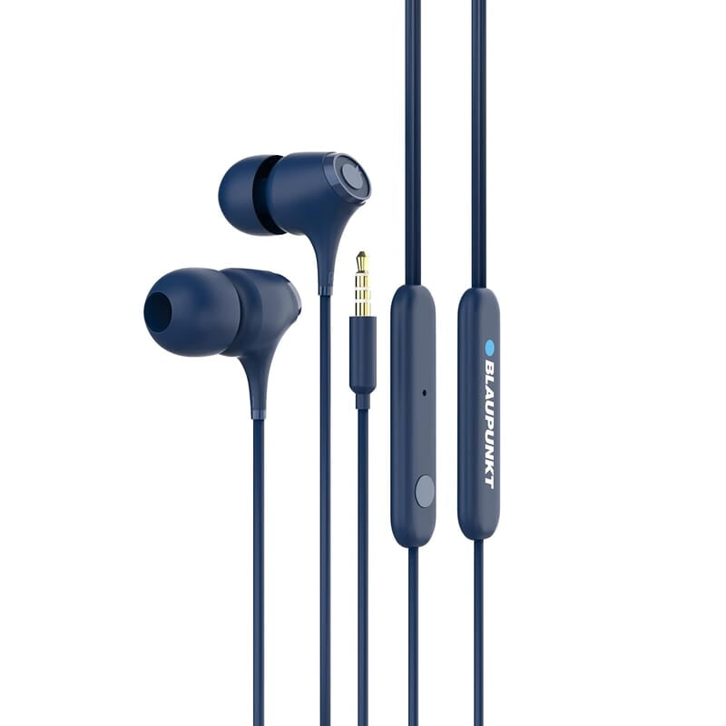 Blaupunkt EM01 in-Ear Wired Earphone with Mic and Deep Bass HD Sound Mobile Headset with Noise Isolation and with customised Extra Ear gels