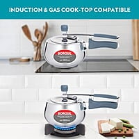 Borosil Pronto Edge Induction Base Inner Lid Stainless Steel Pressure Cooker, 3 L