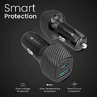 Portronics Car Power 6 – 51W Fast Car Charger, Dual Port (Black) offers rapid charging for two devices simultaneously, ensuring you stay powered on the go. Compact design, perfect for travel.