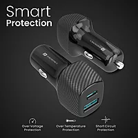 Portronics Car Power 6 – 51W Fast Car Charger, Dual Port (Black) offers rapid charging for two devices simultaneously, ensuring you stay powered on the go. Compact design, perfect for travel.