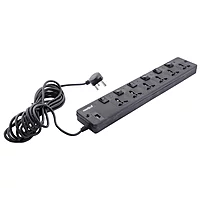 Frontech FT-3515 with 4 universal sockets, 5 m cable, LED indicator & surge protection. Long cable ideal for home or office use.