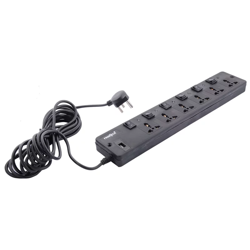 Frontech FT-3515 with 4 universal sockets, 5 m cable, LED indicator & surge protection. Long cable ideal for home or office use.