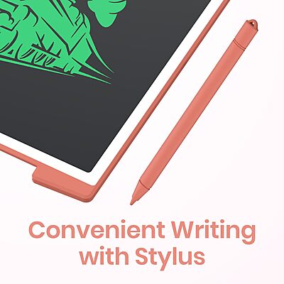 Portronics Ruffpad 12 – 12" LCD Writing Pad, Pink. Perfect for doodling, note-taking, and reminders. Lightweight, portable, and eco-friendly. Easy to erase with a single button. Ideal for all ages!
