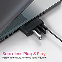 Portronics MPort Spin Black – 4-in-1 USB Hub, Type-C. Compact design, 4 ports for seamless connectivity. Ideal for laptops and devices. Fast data transfer and charging capabilities.