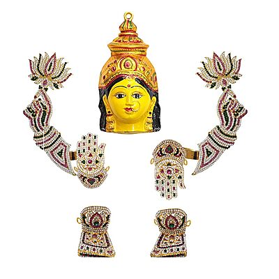 Varalakshmi Devi Idol Decorative Set Ammavari Face Ammavaru Alankaram|Lotus Hastham