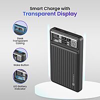 Portronics Mini 10K – Compact 10000mAh Power Bank, 22.5W Fast Charging, LED Display, Dual USB Output, Lightweight Design, Ideal for Travel, Compatible with Smartphones and Tablets.