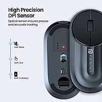 Portronics Toad 6 Bluetooth Wireless Mouse with 2.4 GHz USB Receiver, Multi-Device Pairing, Built in Battery, 1200 DPI Sensor